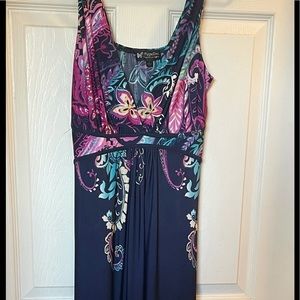 Stunning Navy Blue Floral Maxi Dress Sz L